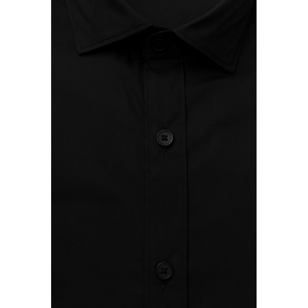 Bagutta Black Cotton Men's Shirt Slim Fit with French Collar