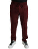 Dolce & Gabbana Elegant Maroon Silk Pajama Pants with Crown Motif