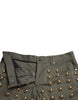 Dolce & Gabbana Emerald High Waist Embellished Shorts