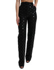 Dolce & Gabbana Chic High Waist Straight Pants with Logo Print