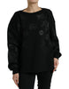 Dolce & Gabbana Elegant Black Floral Applique Sweater