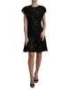 Dolce & Gabbana Elegant Black Floral Lace A-Line Mini Dress