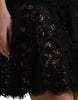 Dolce & Gabbana Elegant Black Floral Lace A-Line Mini Dress