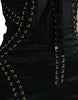 Dolce & Gabbana Elegant Black Lace-Up Midi Bodycon Dress