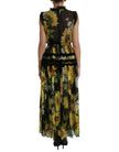Dolce & Gabbana Elegant Sunflower Silk Maxi Dress