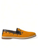 Dolce & Gabbana Exclusive Orange Canvas Loafers with Studs