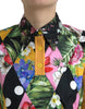 Dolce & Gabbana Elegant Patchwork Henley Silk Blend Sweater