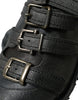 Dolce & Gabbana Black Leather Ankle Strap Boots