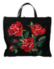 Dolce & Gabbana Chic Embroidered Floral Black Tote