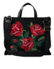 Dolce & Gabbana Chic Embroidered Floral Black Tote