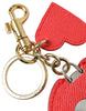 Dolce & Gabbana Elegant Red Leather Keychain with Gold Accents