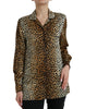 Dolce & Gabbana Elegant Brown Animal Print Silk Blouse