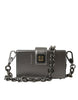 Dolce & Gabbana Metallic Gray Calfskin Shoulder Bag with Chain Strap