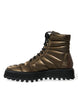 Dolce & Gabbana Bronze Plateau Padded Boots with DG Logo Plate