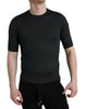 Dolce & Gabbana Elegant Silk Crew Neck Tee in Dark Grey