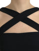 Dolce & Gabbana Elegant Black Sheath Halter Midi Dress