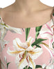 Dolce & Gabbana Elegant Pink Lily Print Sheath Dress