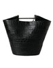 Balenciaga Elegant Black Crocodile Leather Maxi Bucket Bag