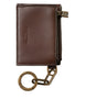 Dolce & Gabbana Brown Leather Zip Logo Keyring Coin Purse Keyring Wallet