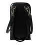 Dolce & Gabbana Black Leather Zip Around Logo Print Lanyard Strap Wallet