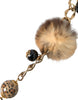 Dolce & Gabbana Gold Brass Leopard Fur Pearl Collier Chain Belt