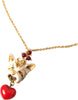 Dolce & Gabbana Gold Brass Chain Dog Heart Pendant Charm Necklace