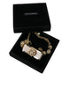 Dolce & Gabbana Gold Brass Clear Crystal Bow Chain Choker Necklace