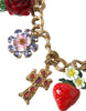 Dolce & Gabbana Gold Chain Rose Cross Strawberry Star Pendant Necklace