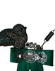 Dolce & Gabbana Green Satin Bird Crystal Women Hair Clip