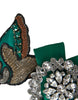 Dolce & Gabbana Green Satin Bird Crystal Women Hair Clip