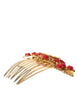 Dolce & Gabbana Gold Brass Crystal Heart Floral Hair Comb