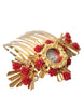 Dolce & Gabbana Gold Brass Crystal Heart Floral Hair Comb