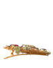 Dolce & Gabbana Gold Brass Floral Crystal Sequined Hair Clip