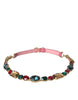 Dolce & Gabbana Pink Leather Crystal Chain Embellished Belt