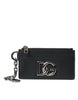 Dolce & Gabbana Black Calfskin Leather DG Logo Card Holder Wallet Men