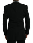 Dolce & Gabbana Black Wool Peak Single Breasted Coat Blazer