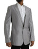 Dolce & Gabbana Gray Wool Peak Single Breasted Coat Blazer