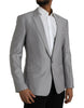 Dolce & Gabbana Gray Wool Peak Single Breasted Coat Blazer