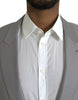 Dolce & Gabbana Gray Wool Peak Single Breasted Coat Blazer