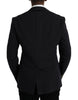 Dolce & Gabbana Dark Blue Crown Bee Double Breasted Blazer