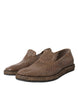 Dolce & Gabbana Brown Woven Leather Loafers Casual Shoes