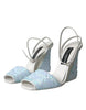 Dolce & Gabbana Light Blue Sequin Ankle Strap Sandals Shoes