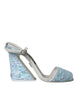 Dolce & Gabbana Light Blue Sequin Ankle Strap Sandals Shoes