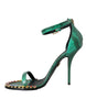 Dolce & Gabbana Green Exotic Leather Crystal Sandals Shoes