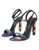 Dolce & Gabbana Multicolor Jacquard Crystals Sandals Shoes