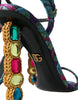Dolce & Gabbana Multicolor Jacquard Crystals Sandals Shoes