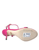 Dolce & Gabbana Pink Embellished Leather Sandals Heels Shoes
