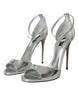 Dolce & Gabbana Silver KEIRA Leather Heels Sandals Shoes