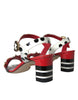 Dolce & Gabbana Multicolor Floral Crystal Leather Sandals Shoes