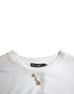 Dolce & Gabbana White Embellished Cotton Crew Neck T-shirt